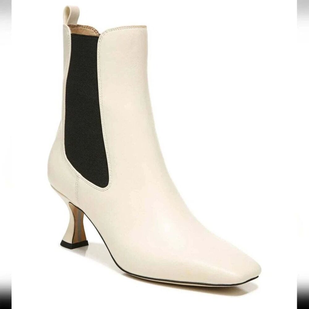 Sam Edelman Lani Leather Chelsea Boots, Ivory, Size 8